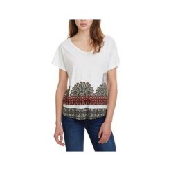 Desigual TS Uma Blanco 19SWTKA3 1000 damski t-shirt (rozmiar S). T-shirty Desigual, s, bez wzorów, bez kołnierzyka, bez ramiączek. W wyprzedaży za 133.00 zł.