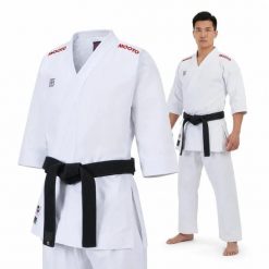 Kimono do karate Extera Kata WKF RED - Zestaw bluza + spodnie MOOTO. Białe bluzy DBX BUSHIDO, bez wzorów, z materiału, bez kaptura, na fitness i siłownię. Za 899.00 zł.