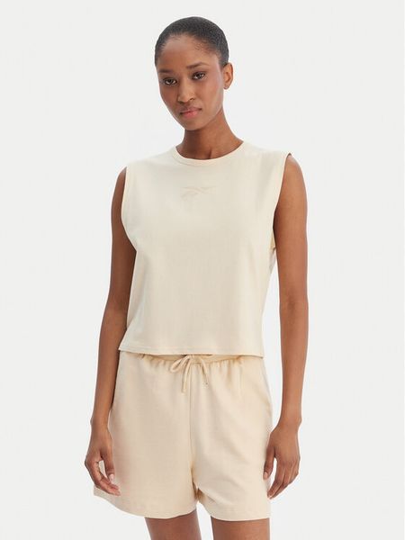 Reebok Top Erica RK25499CCW Beżowy Relaxed Fit. Brązowe topy Reebok, xl, bez wzorów, z bawełny, bez kołnierzyka, bez ramiączek. Za 48.99 zł.