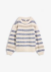 Sweter z dzianiny. Brązowe swetry bonprix, bez wzorów, z dzianiny, bez ramiączek. Za 109.99 zł.