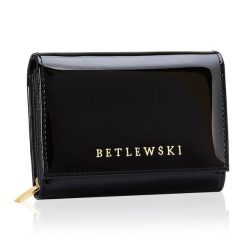 Portfel damski Betlewski ZBPD-BS-11 CZARNY. Czarne portfele Betlewski, bez wzorów, ze skóry. Za 144.99 zł.