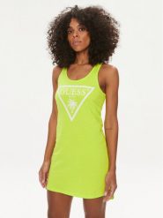 Guess Sukienka letnia E3GP03 JA914 Zielony Regular Fit. Zielone sukienki Guess, s, z aplikacjami, z bawełny, bez kołnierzyka, bez ramiączek. Za 139.99 zł.