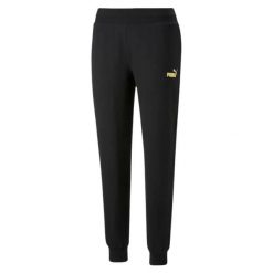 Spodnie Do Joggingu Damskie Metalik ESS+. Czarne spodnie dresowe Puma, bez wzorów, długie. Za 256.99 zł.