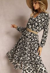 Czarna Koszulowa Sukienka Ozdobiona Ornamentalnym Printem Crypta. Czarne sukienki Renee, l, bez wzorów, z tkaniny, bez kołnierzyka, bez ramiączek, maxi, koszulowe. W wyprzedaży za 75.99 zł.