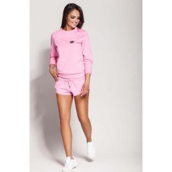 Różowe Krótkie Dresowe Szorty ze Srebrnymi Wypustkami. Czerwone bluzy Molly.pl, z dresówki. Za 129.90 zł.