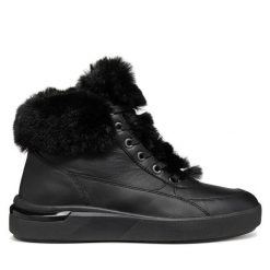 Botki Geox. Czarne botki Geox, bez wzorów, bez obcasa, na płaskiej podeszwie, bez zapięcia. Za 319.99 zł.