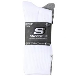 Skarpetki sportowe dla dorosłych 3pk Unisex Non Terry Crew. Białe skarpetki Skechers, bez wzorów, z bawełny. Za 49.99 zł.