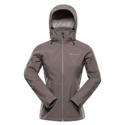 Kurtka damska trekkingowa softshell Alpine Pro Hoora 2. Brązowe kurtki przejściowe sportowe Alpine Pro, m, bez wzorów, z elastanu, bez kaptura, rowerowe. Za 499.00 zł.