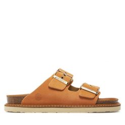 Klapki Genuins. Brązowe klapki Genuins, bez wzorów, bez obcasa, bez zapięcia. Za 339.99 zł.