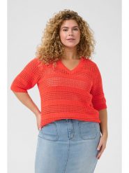 KAFFE curve Sweter w kolorze czerwonym rozmiar: M. Czerwone swetry KAFFE curve, m, bez wzorów, bez ramiączek. Za 104.99 zł.