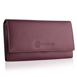 Portfel damski BETLEWSKI różowy BPD-SS-13. Czerwone portfele Betlewski, bez wzorów, ze skóry. Za 139.99 zł.