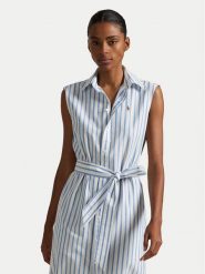 Polo Ralph Lauren Sukienka koszulowa 211973767001 Błękitny Regular Fit. Niebieskie sukienki Polo Ralph Lauren, bez wzorów, z bawełny, bez kołnierzyka, bez ramiączek, koszulowe. Za 839.99 zł.