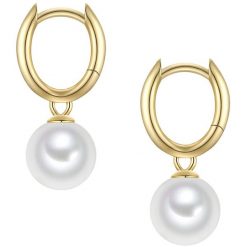 Rafaela Donata Kolczyki z Srebra Sterling w zlocie z perla muszlowa 1 ct Damski. Białe kolczyki Rafaela Donata, z perłą, pozłacane. Za 219.99 zł.