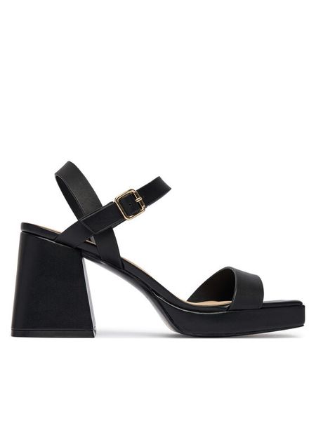 Aldo Sandały Montse 13621139 Czarny. Czarne sandały Aldo, bez wzorów, ze skóry, bez obcasa, na słupku, bez zapięcia. Za 199.99 zł.