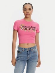 Versace Jeans Couture T-Shirt 78HAHC05 Różowy Slim Fit. Czerwone t-shirty Versace Jeans Couture, s, bez wzorów, z bawełny, bez kołnierzyka, bez ramiączek. Za 549.99 zł.