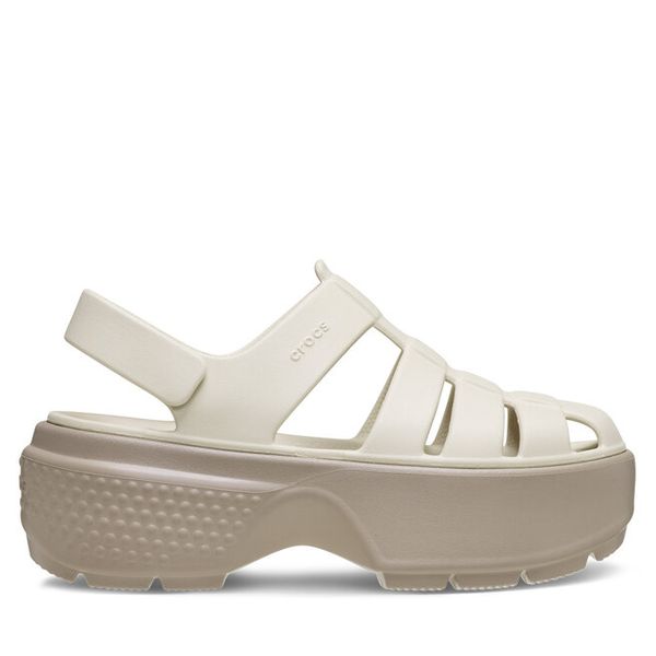 Sandały Crocs. Szare sandały Crocs, bez wzorów, bez obcasa, na płaskiej podeszwie, bez zapięcia. Za 239.99 zł.