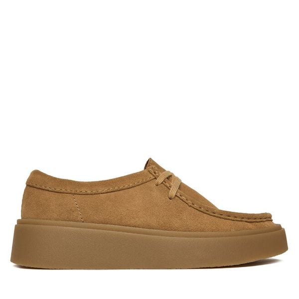 Półbuty Clarks. Brązowe półbuty wsuwane Clarks, bez wzorów, bez obcasa, na płaskiej podeszwie. Za 569.99 zł.