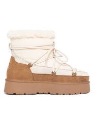 ISLAND BOOT Botki zimowe "Ivan" w kolorze biało-jasnobrązowym rozmiar: 37. Białe botki Island Boot, bez wzorów, bez obcasa, na platformie, bez zapięcia. Za 200.60 zł.