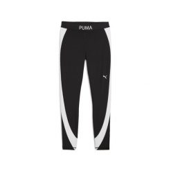 Damskie legginsy z wysokim stanem i blokami kolorów o długości 7/8 PUMA STRONG. Czarne legginsy Puma, bez wzorów, sportowe. W wyprzedaży za 185.80 zł.