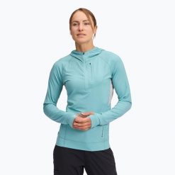 Bluza trekkingowa damska Black Diamond Alpenglow Pro Hoody. Niebieskie bluzy Black Diamond, bez wzorów, sportowe, bez ramiączek, bez kaptura. Za 339.99 zł.
