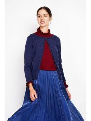 ASSUILI Kardigan w kolorze granatowym rozmiar: 38. Niebieskie swetry Assuili, bez wzorów, klasyczne, bez ramiączek. Za 113.99 zł.