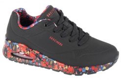 Buty sportowe Sneakersy damskie, Uno - Majestic Garden. Czarne buty treningowe Skechers, bez wzorów, z materiału, przed kostkę, bez zapięcia, trekkingowe. Za 399.99 zł.