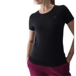 Koszulka Damska 4F. Czarne t-shirty sportowe 4f, bez wzorów, bez ramiączek. Za 84.99 zł.