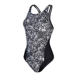 Strój kąpielowy damski Speedo Allover Digital. Czarne stroje jednoczęściowe Speedo, bez wzorów, z lycry, sportowe. Za 199.99 zł.