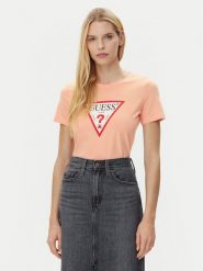 Guess T-Shirt W1YI1B I3Z14 Koralowy Regular Fit. Pomarańczowe t-shirty Guess, xl, z aplikacjami, z bawełny, bez kołnierzyka, bez ramiączek. Za 108.00 zł.
