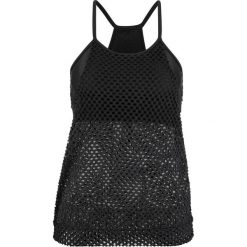 Top plażowy bonprix czarny. Czarne topy bonprix, bez wzorów, z materiału, bez kołnierzyka, bez ramiączek. Za 49.99 zł.