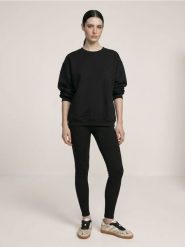 Bawełniane legginsy w prążek - czarny. Czarne legginsy sportowe Sinsay, l, bez wzorów, z bawełny, na fitness i siłownię. Za 29.99 zł.
