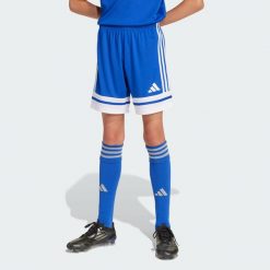 Szorty Squadra 25 Kids. Białe szorty adidas, bez wzorów, z materiału, sportowe. Za 89.95 zł.