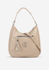 Ciemnobeżowa Torebka Typu Shopper Ozdobiona Frędzlami Felluria. Brązowe shopper bag Born2be, bez wzorów, z jeansu, biznesowe, bez dodatków. W wyprzedaży za 76.49 zł.