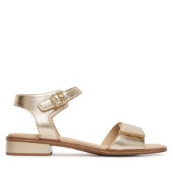 Sandały Caprice. Żółte sandały Caprice, bez wzorów, bez obcasa, na słupku, bez zapięcia. Za 339.99 zł.