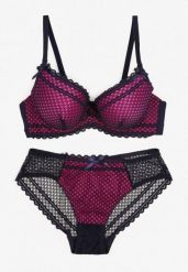 Granatowo-Fuksjowy Komplet z Koronki Regulowany Biustonosz Full Cup oraz Majtki Figi Irialynne. Niebieskie figi Renee, z aplikacjami, z koronki. W wyprzedaży za 27.99 zł.