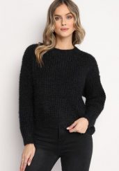 Czarny Dzianinowy Sweter z Warkoczykowym Splotem Akina. Czarne swetry Born2be, m, z aplikacjami, z dzianiny, bez ramiączek. W wyprzedaży za 46.74 zł.