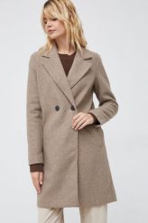Vero Moda płaszcz damski kolor beżowy przejściowy dwurzędowy. Brązowe płaszcze Vero Moda, l, bez wzorów, klasyczne, bez kaptura. Za 229.99 zł.