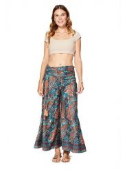 Aller Simplement Spodnie w kolorze granatowo-turkusowo-czerwonym rozmiar: 34-40. Niebieskie spodnie materiałowe Aller Simplement, bez wzorów, z materiału, klasyczne, z podwyższonym stanem. Za 56.99 zł.