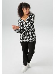 Aniston Bluzka w kolorze czarno-białym rozmiar: 44. Białe bluzki Aniston, bez wzorów, bez kołnierzyka, bez ramiączek. Za 52.42 zł.