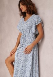Niebieska Sukienka Thelliopis. Niebieskie sukienki Renee, l, bez wzorów, boho, bez kołnierzyka, bez ramiączek, maxi, rozkloszowane. W wyprzedaży za 83.99 zł.