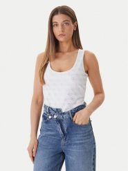 Guess Top W6GP10 K2932 Biały Regular Fit. Białe topy Guess, m, z aplikacjami, z bawełny, bez kołnierzyka, bez ramiączek. Za 249.99 zł.