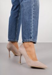 Ciemnobeżowe Szpilki Vices na Obcasie Typu Klepsydra ze Skórzaną Wkładką Elttime. Brązowe szpilki Born2be, bez wzorów, biznesowe, ze szpiczastym noskiem, bez obcasa, na obcasie, bez zapięcia. Za 79.99 zł.