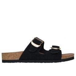 Sandały damskie Skechers Boho Clic Arch fit. Czarne sandały Skechers, bez wzorów, boho, bez obcasa, bez zapięcia. Za 361.50 zł.