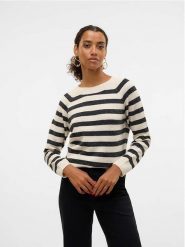 Vero Moda Sweter w kolorze biało-czarnym rozmiar: L. Białe swetry Vero Moda, l, bez wzorów, bez ramiączek. Za 96.37 zł.