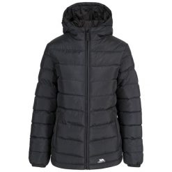 Elegancka Kurtka Damska. Czarne kurtki Trespass, xs, bez wzorów, z materiału, eleganckie, z kapturem. Za 188.99 zł.