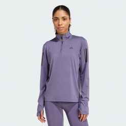 Kurtka Own the Run Half-Zip. Fioletowe kurtki do biegania adidas, s, bez wzorów, z materiału, bez kaptura, do biegania. Za 212.50 zł.