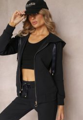 Czarna Rozsuwana Bluza z Kapturem Lecua. Czarne bluzy Renee, xl, bez wzorów, klasyczne, bez ramiączek, z kapturem. W wyprzedaży za 67.99 zł.