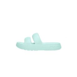 Klapki damskie Fila Superbubble. Niebieskie klapki Fila, bez wzorów, sportowe, bez obcasa, bez zapięcia. W wyprzedaży za 78.00 zł.