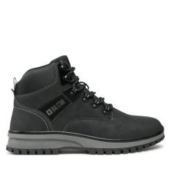 Trapery Big Star Shoes. Czarne traperki BIG STAR SHOES, bez wzorów, retro, bez obcasa, bez zapięcia. Za 259.99 zł.