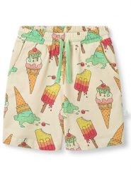Småfolk Szorty "Eis" w kolorze kremowym ze wzorem rozmiar: 98/104. Brązowe szorty Småfolk, bez wzorów, z bawełny. Za 79.21 zł.
